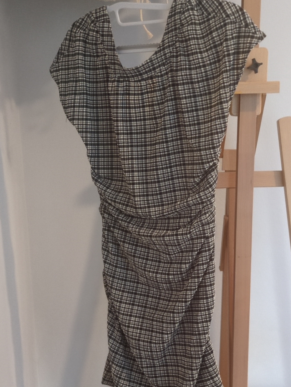 Ganni Classic Black and White Plaid Women's Dress